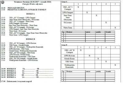 Program turniejów w ramach akcji Ferie z AS-em