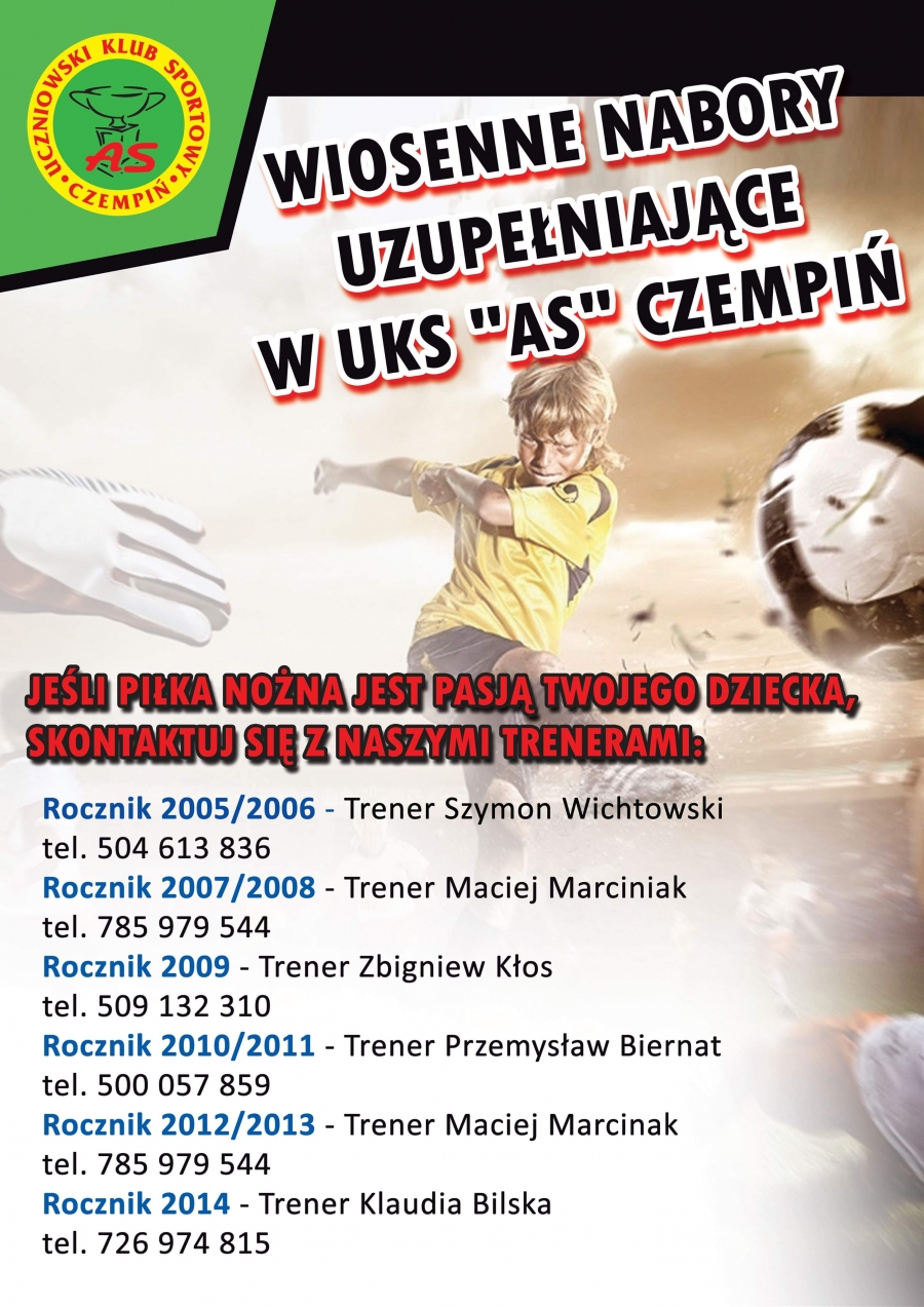 Nabory uzupełniające w UKS AS Czempiń 